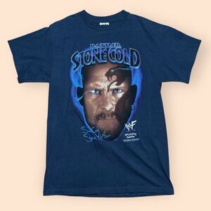 Vintage Stone Cold Steve Austin 1990s T Shirt Rattler Blue Men’s Large WWF 90s
